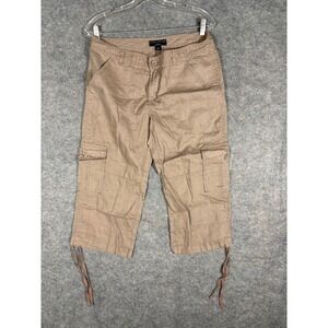 Banana Republic Martin‎ Fit Tan Linen Blend Crop Cargo Capri Pants